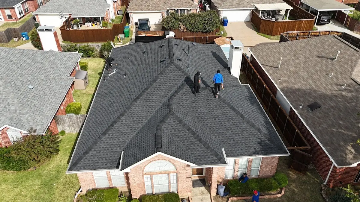 Slate & Tile Roof Repair work in progress on a Miles City property